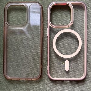 IPhone 14 Cases Transparent Pink Phone Case with MagSafe Compatibility